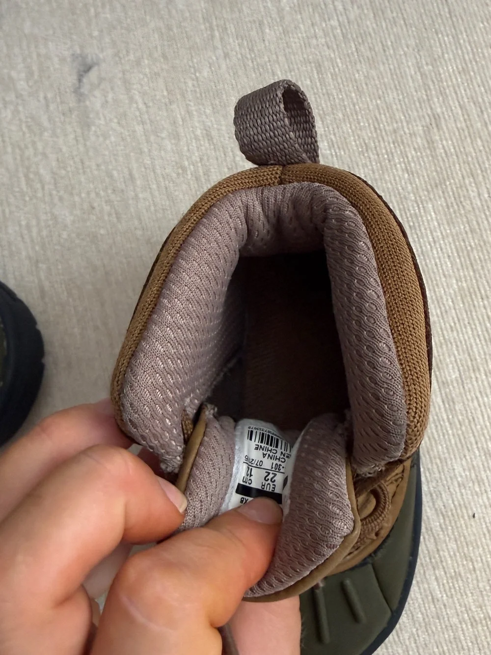 Nike Kids Two-Tone Brown and Olive Duck Boots